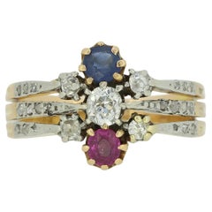 Antique Victorian Sapphire Ruby and Diamond Ring