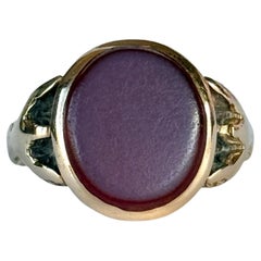 Bague chevalière victorienne en sardonyx et or 15 carats