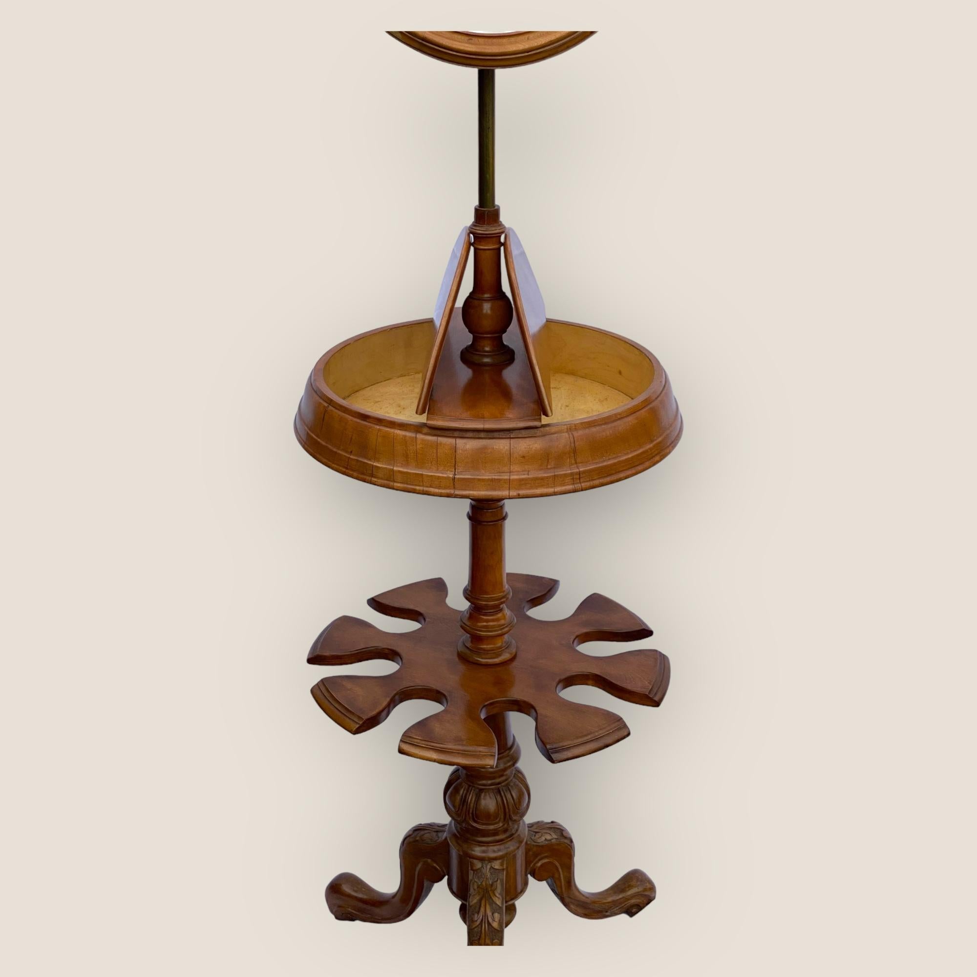 Turned Victorian Satin Birch Gentlemen’s Shaving Stand With Mirror For Sale