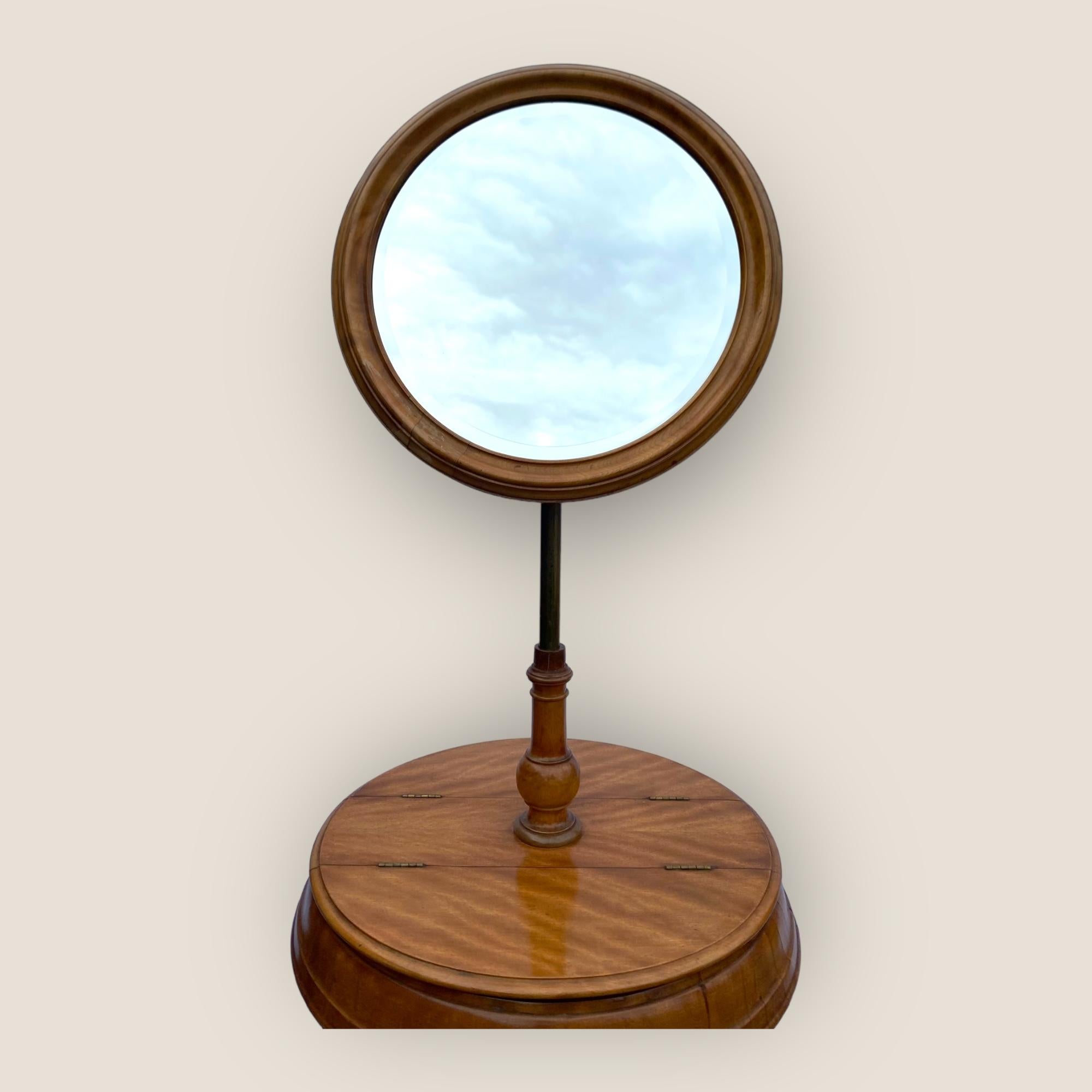 19th Century Victorian Satin Birch Gentlemen’s Shaving Stand With Mirror For Sale