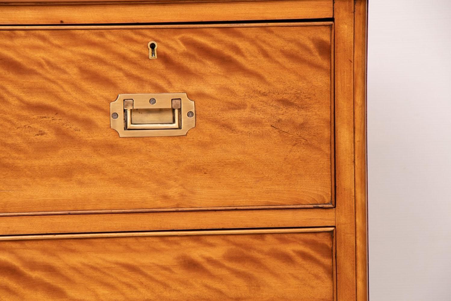 British Victorian Satin Birch Military Chest