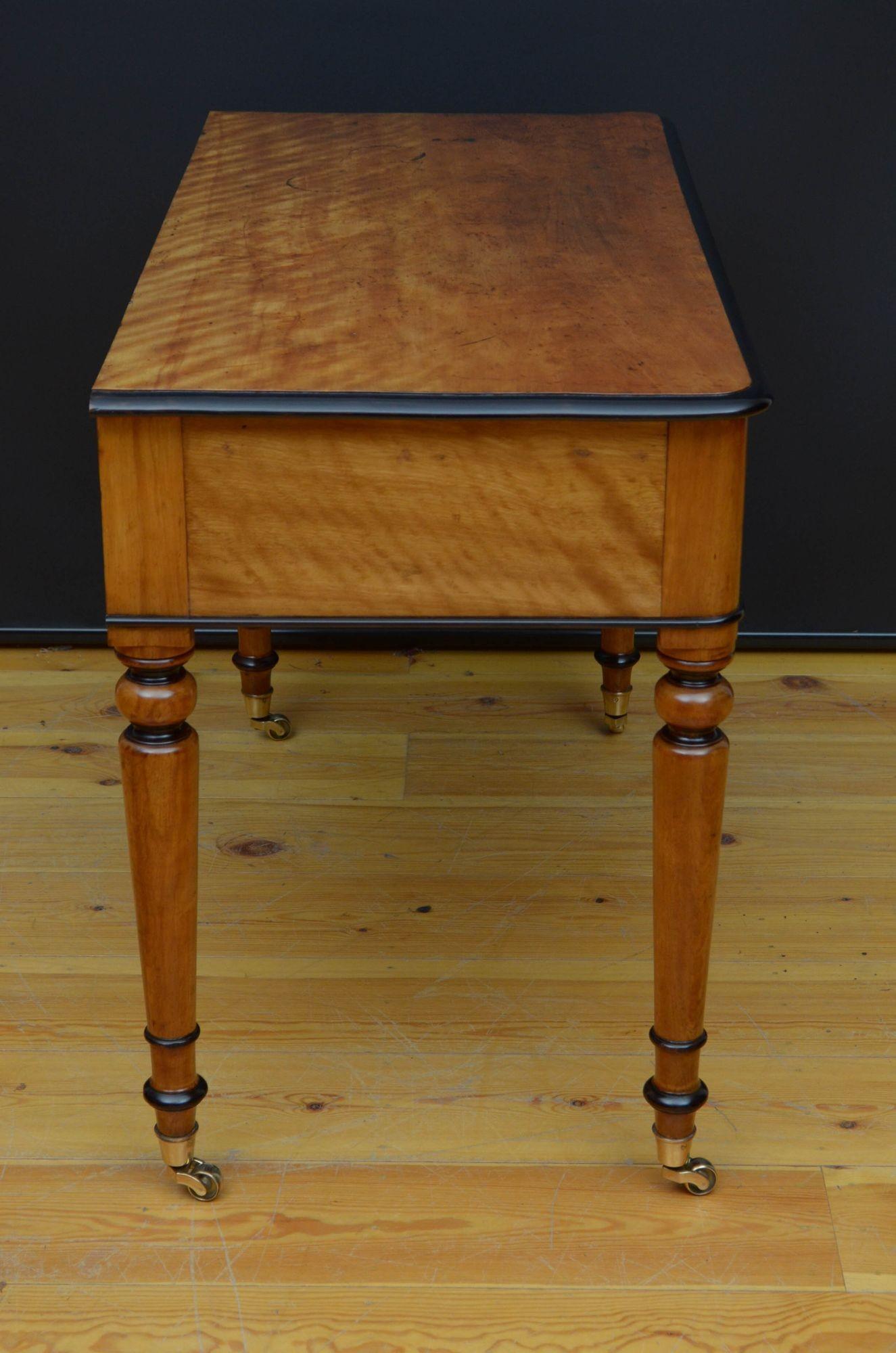 Victorian Satin Birch Writing Table For Sale 10