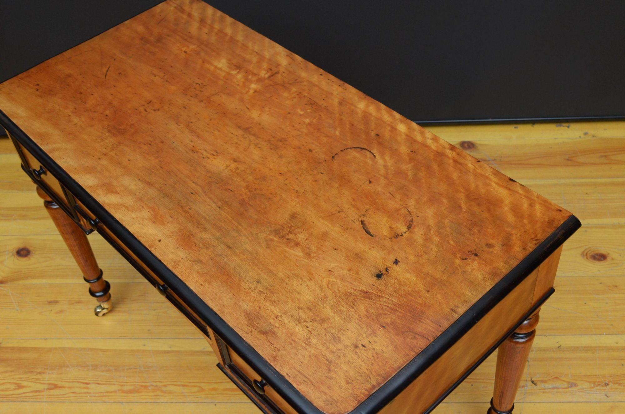 19th Century Victorian Satin Birch Writing Table For Sale