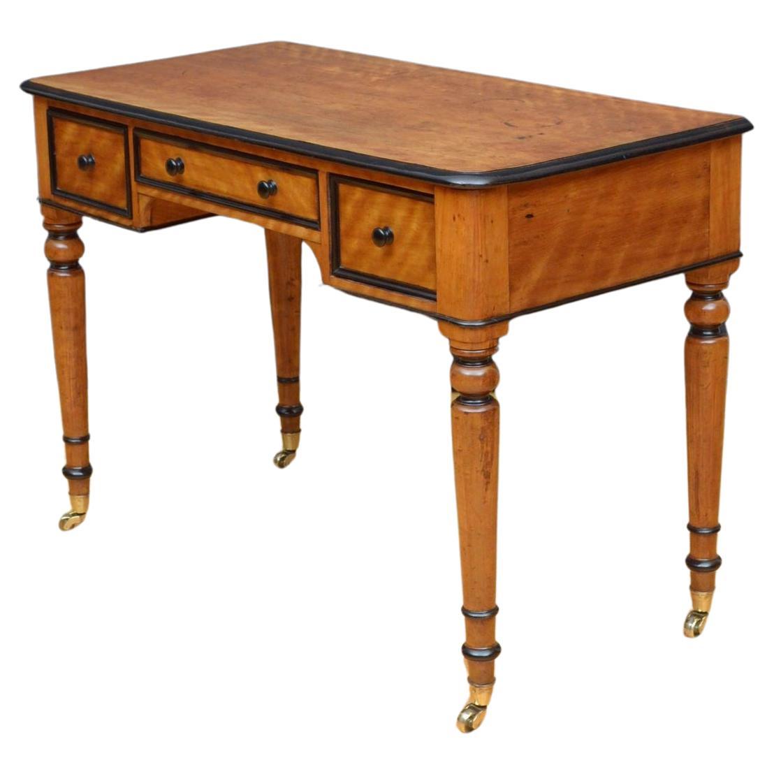 Victorian Satin Birch Writing Table For Sale