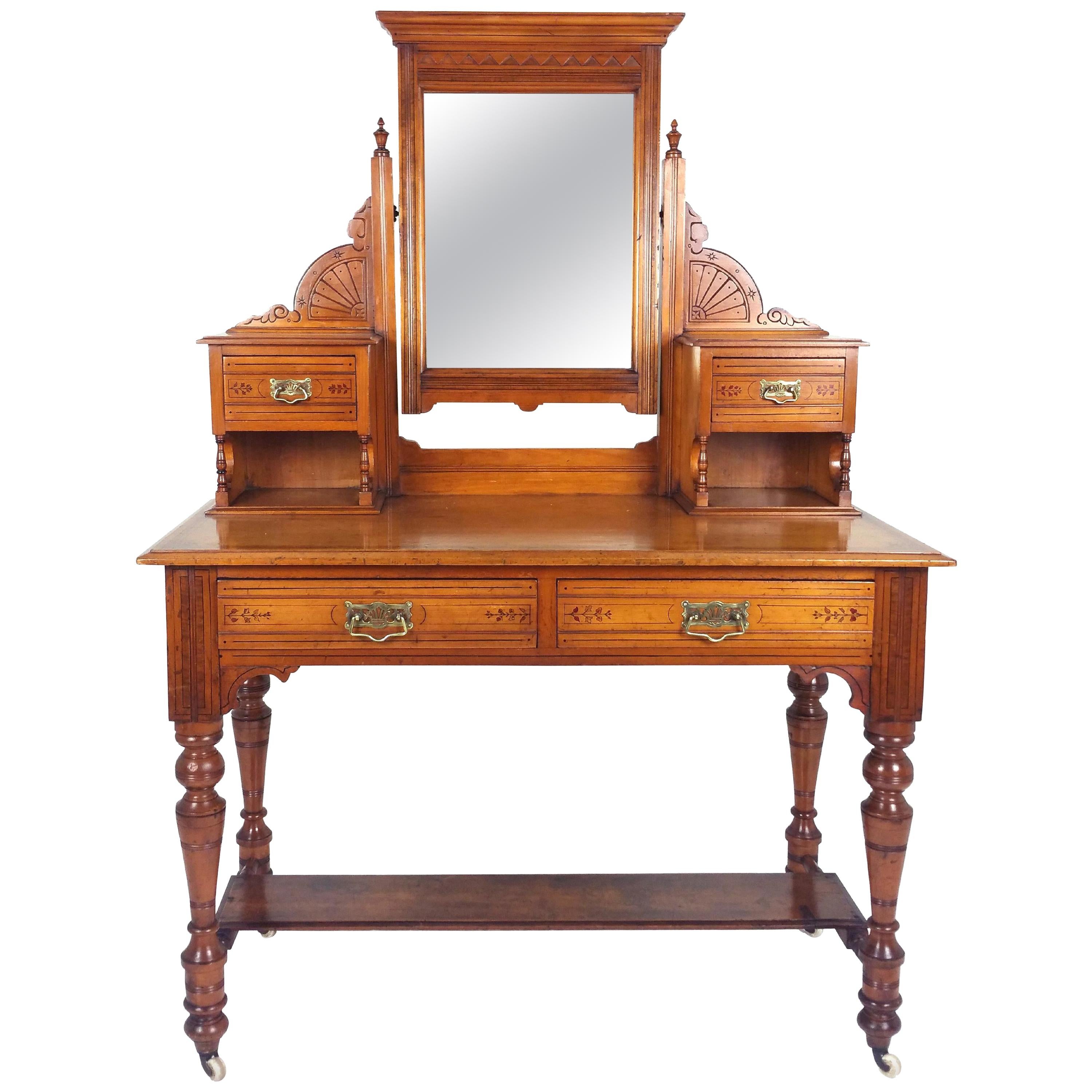 Victorian Satin Walnut Dressing Table For Sale