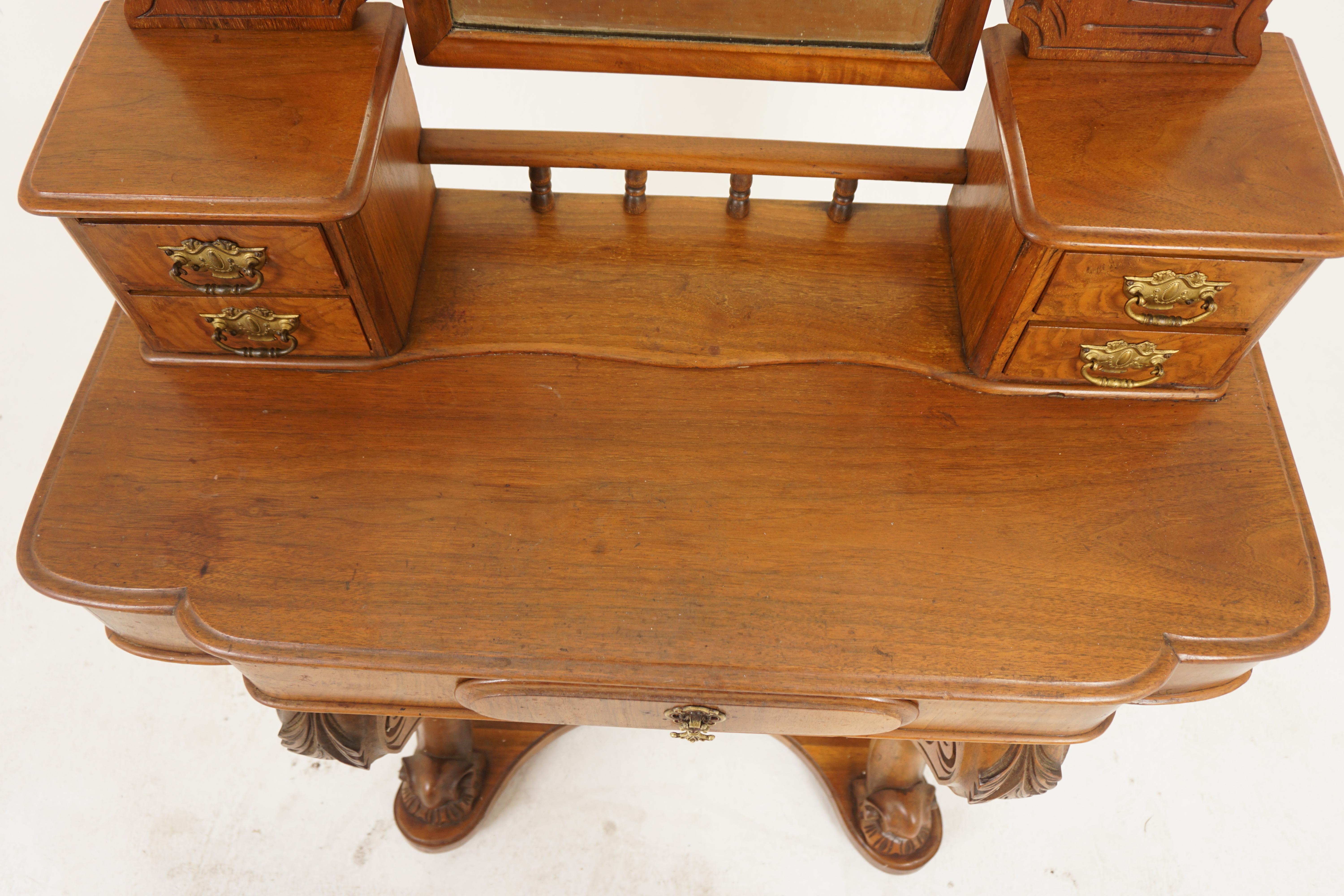 Scottish Victorian Satin Walnut Duchess Dressing Table, Vanity, Scotland 1870, H1161 For Sale