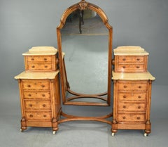Victorian Satinwood Cheval Pedestal Dressing Table