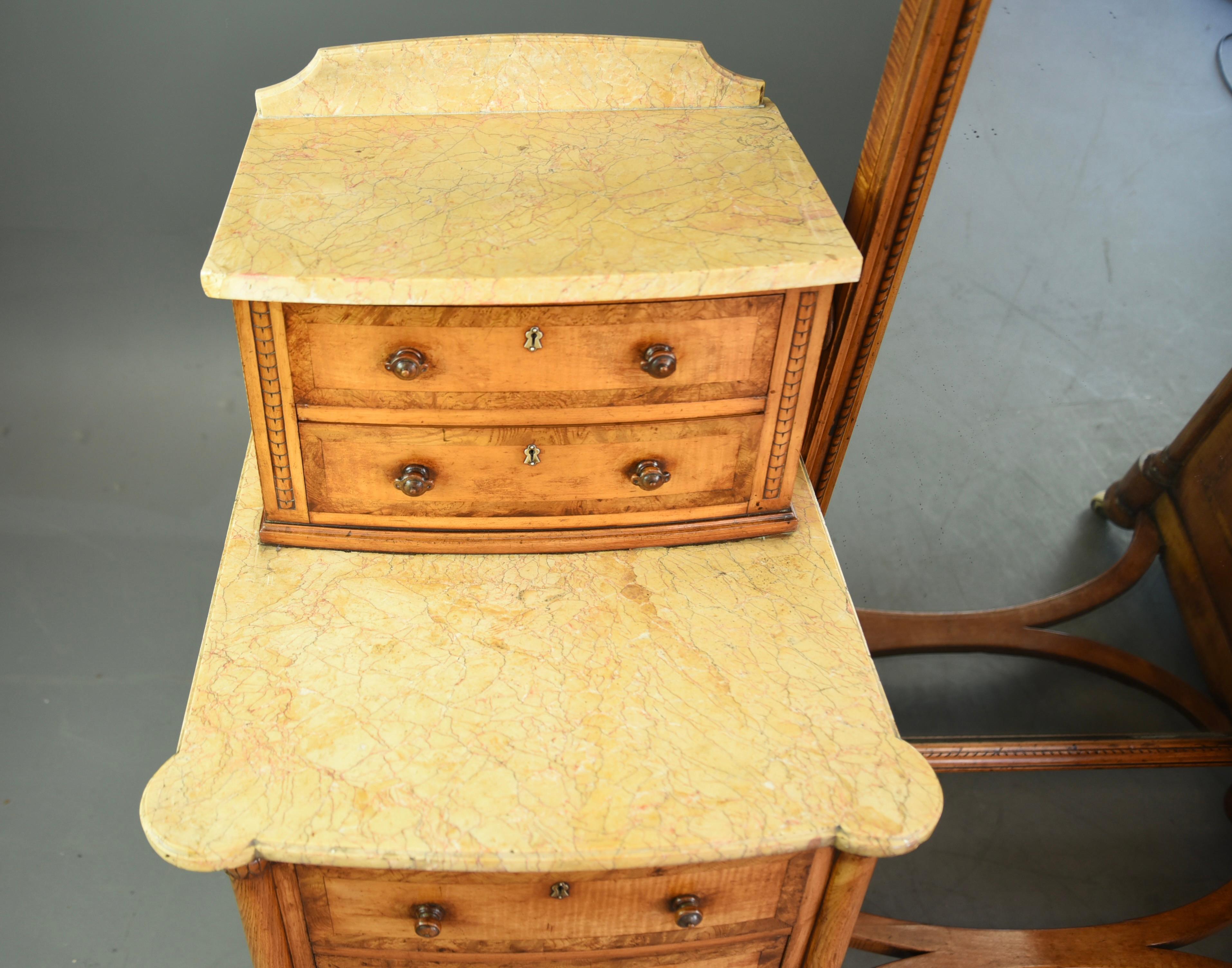 English Victorian Satinwood Cheval Pedestal Dressing Table For Sale