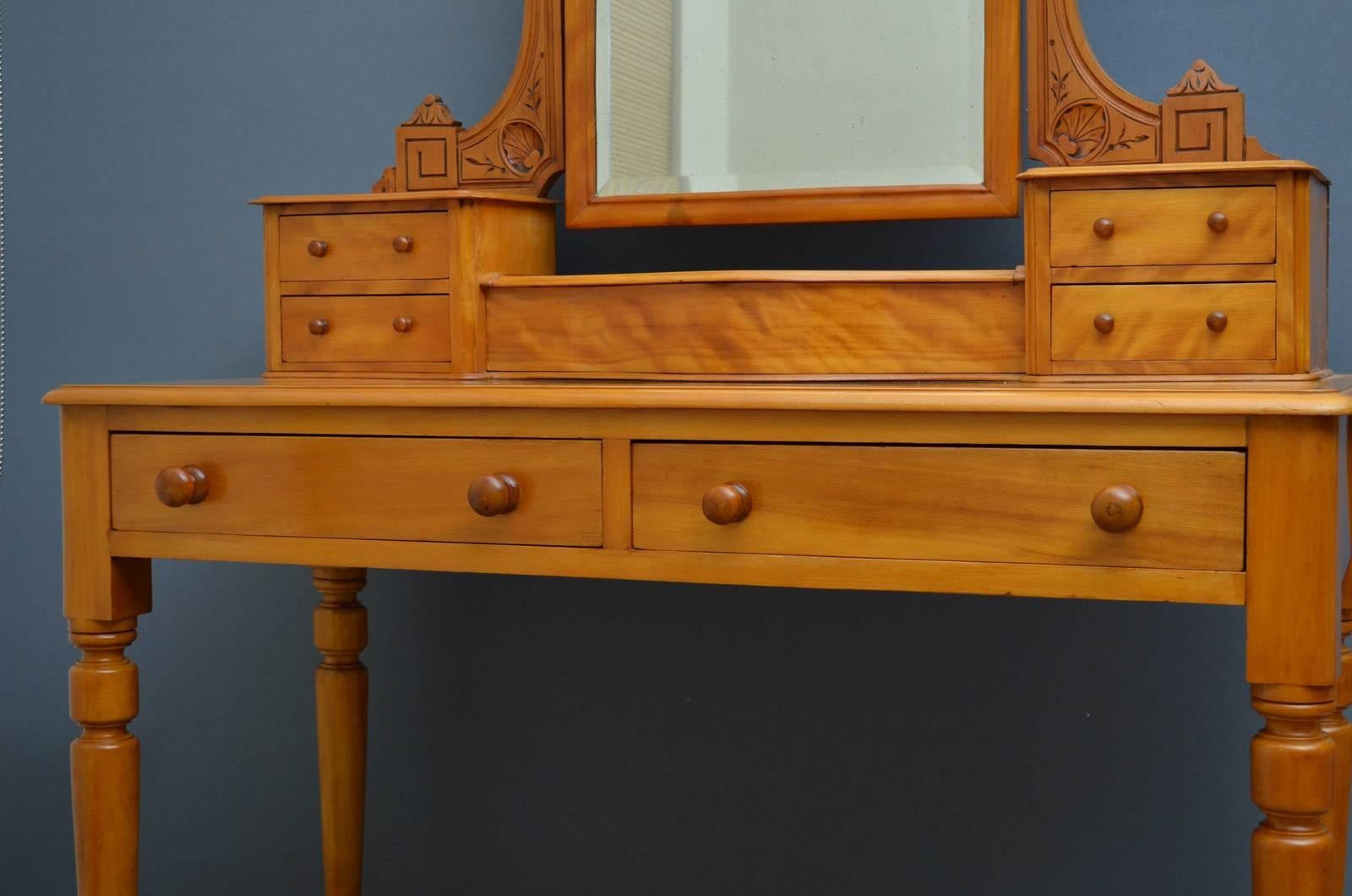 Victorian Satinwood Dressing Table of Narrow Proportions 5