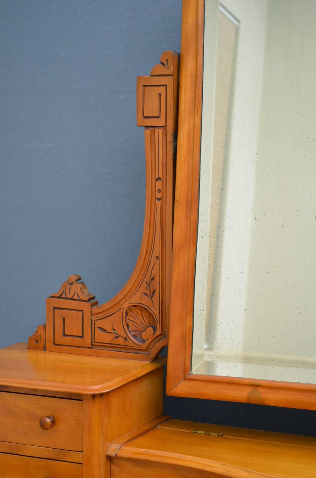 Late 19th Century Victorian Satinwood Dressing Table of Narrow Proportions