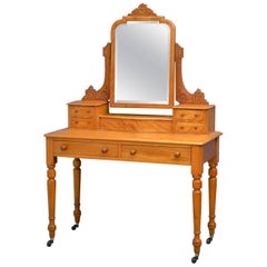 Antique Victorian Satinwood Dressing Table of Narrow Proportions