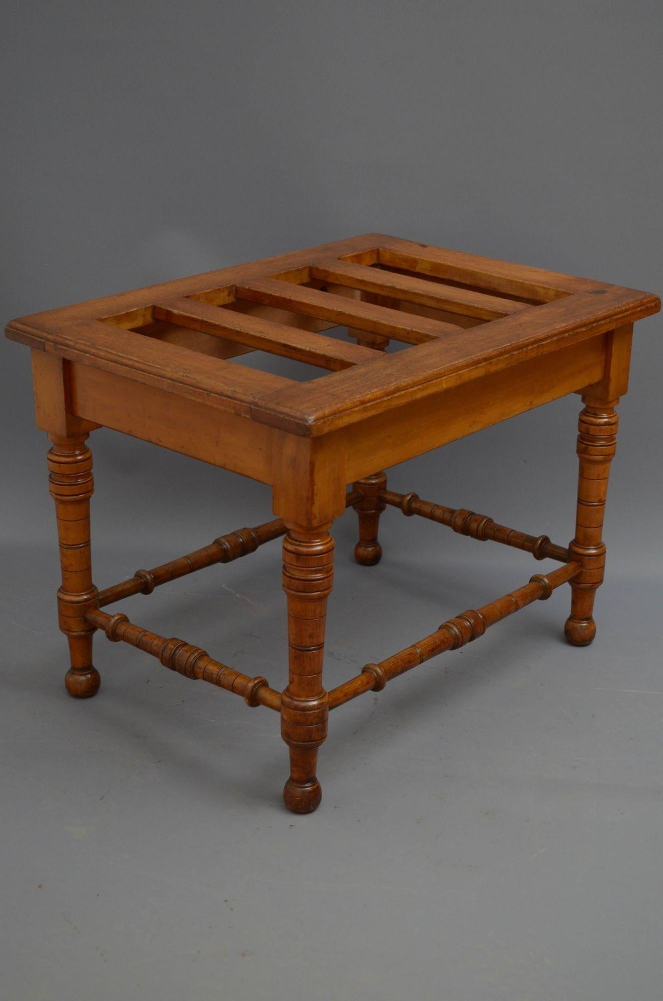 19th Century Victorian Satinwood Luggage Rack / Hall Bench For Sale