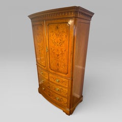 Victorian Satinwood & Marquetry Inlaid Presser Cupboard by S & H Jewell