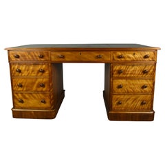 Victorian Satinwood Pedestal Desk