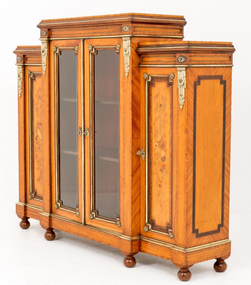 Mid-19th Century Victorian Satinwood Side Cabinet Bookcase, circa 1860 For Sale