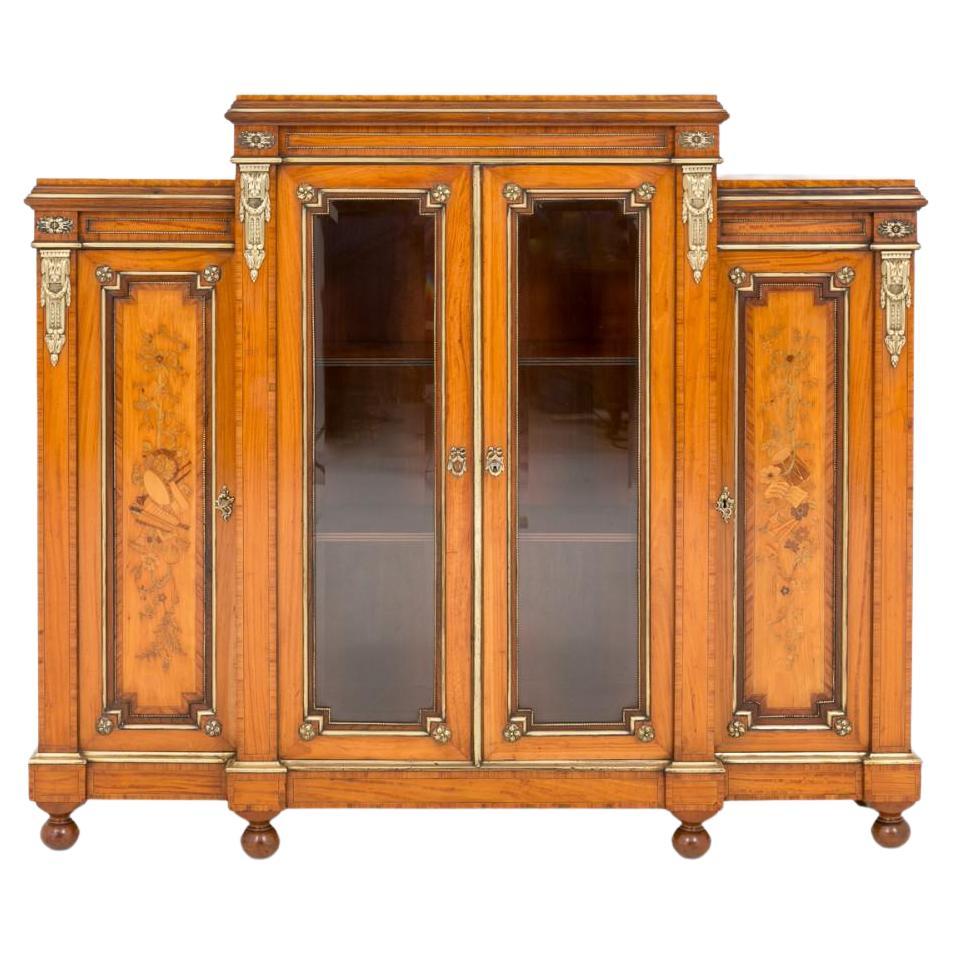 Victorian Satinwood Side Cabinet Bookcase, circa 1860 For Sale