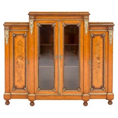 Antique Victorian Satinwood Side Cabinet Bookcase, circa 1860