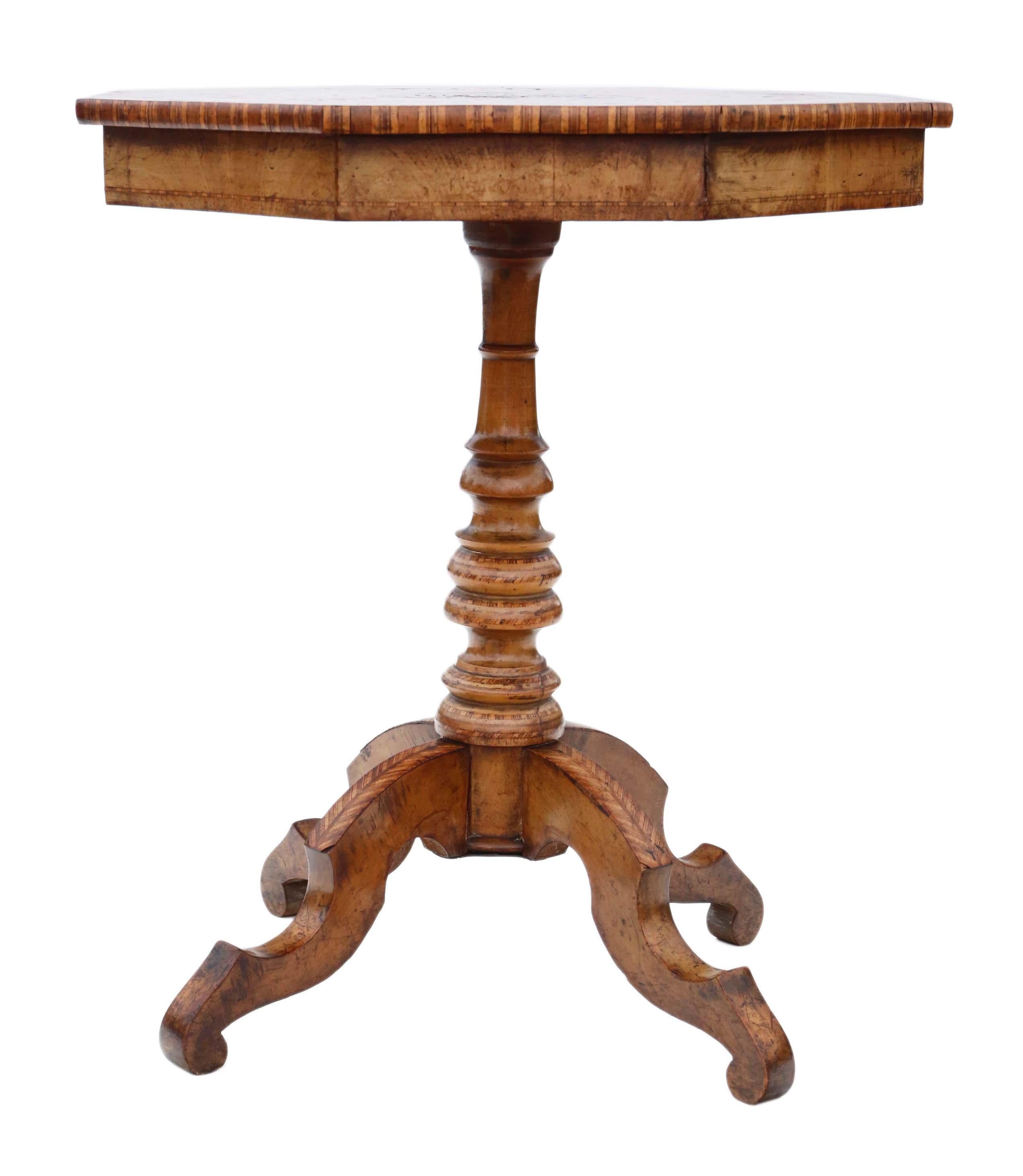 Victorian Satinwood Walnut Marquetry Tilt Top Supper Tea Table, 19th Century In Good Condition In Wisbech, Cambridgeshire