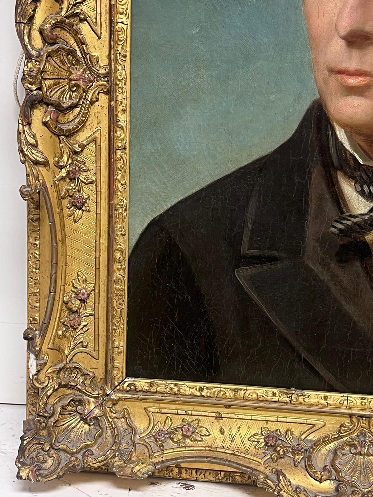 Raffinato dipinto a olio britannico vittoriano Ritratto di un gentiluomo con storia familiare - Figurative Painting Marrone di Victorian School