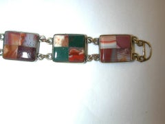 Viktorianisches viktorianisches schottisches Kieselstein- und 9 Karat Gold Flexibles Armband datiert um 1880
