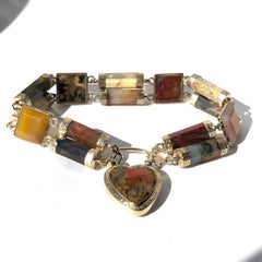 Victorian Scottish Agate and Gold Locket Bracelet