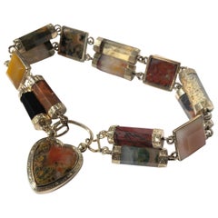 Antique Victorian Scottish Agate and Gold Locket Bracelet