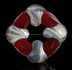Victorian Scottish Agate and Silver Brooch, Large