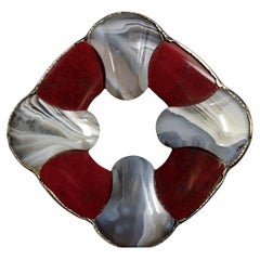 Victorian Scottish Agate and Silver Brooch, Large