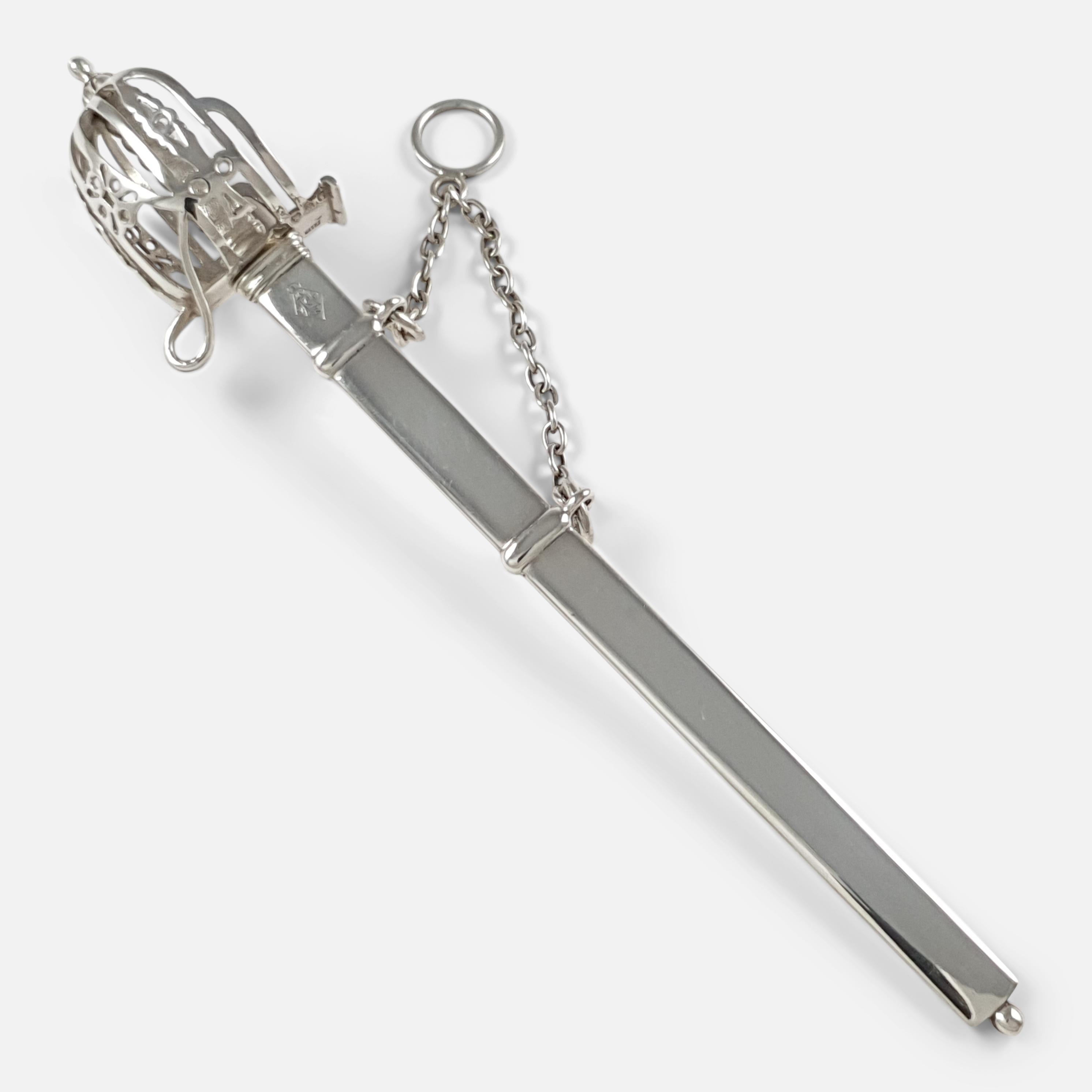 Victorian Silver Basket-Hilted Broad Sword Letter Opener, E.H. Stockwell, 1873 5