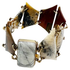 Bracelet victorien écossais des années 1870 en agate et or 15 carats