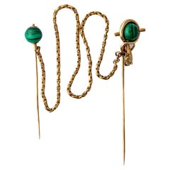 Victorian Scottish Malachite Serpent Pins