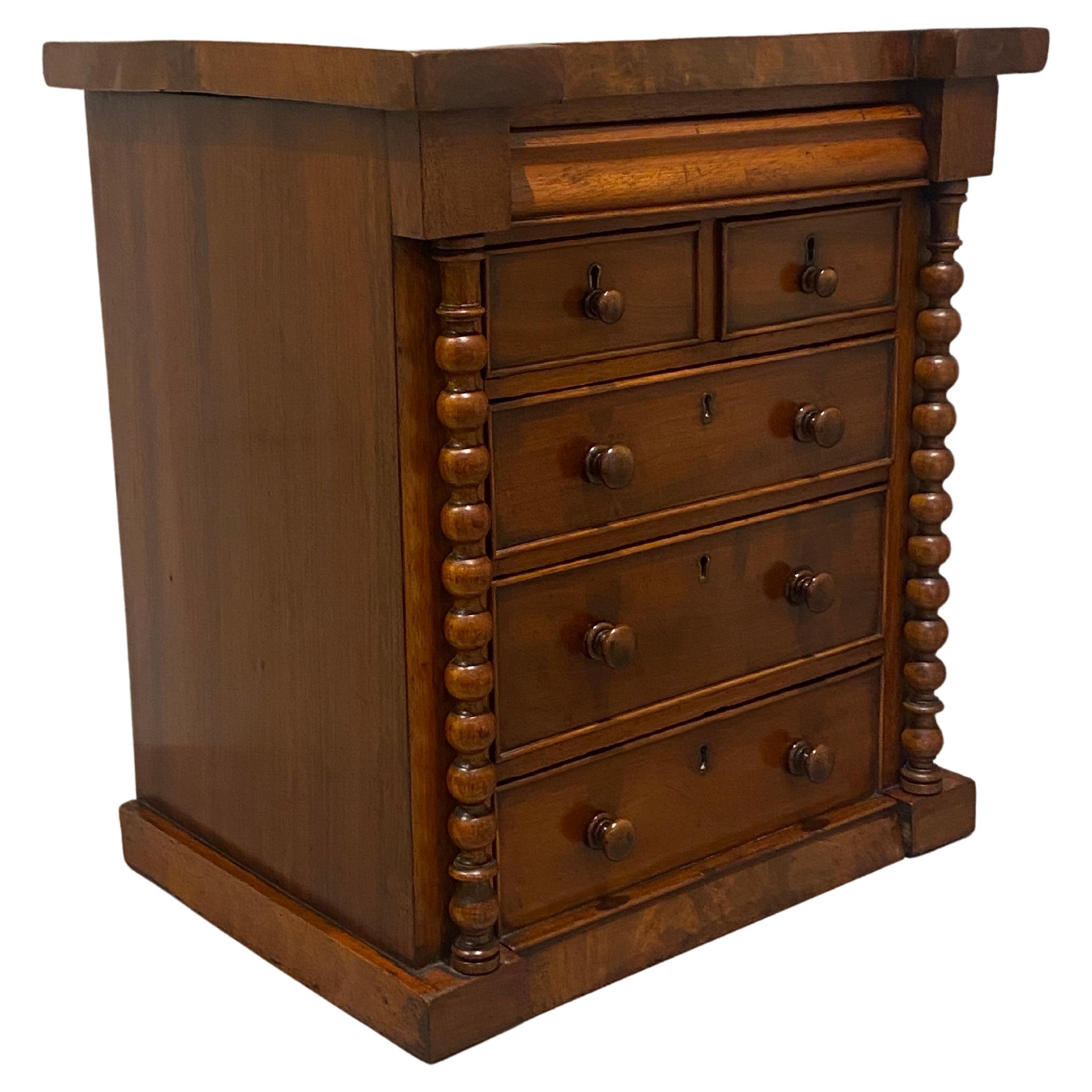 Victorian Scottish Miniature Chest of Drawers, Mahogany with Barley Twist Column In Good Condition In London, GB