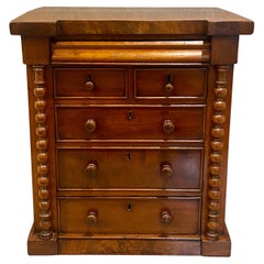 Antique Victorian Scottish Miniature Chest of Drawers, Mahogany with Barley Twist Column