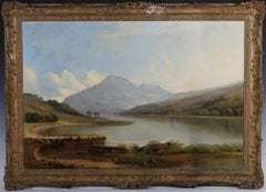 Used Fine Victorian Scottish Oil Painting Loch Lomond with Ben Lomond Mountain
