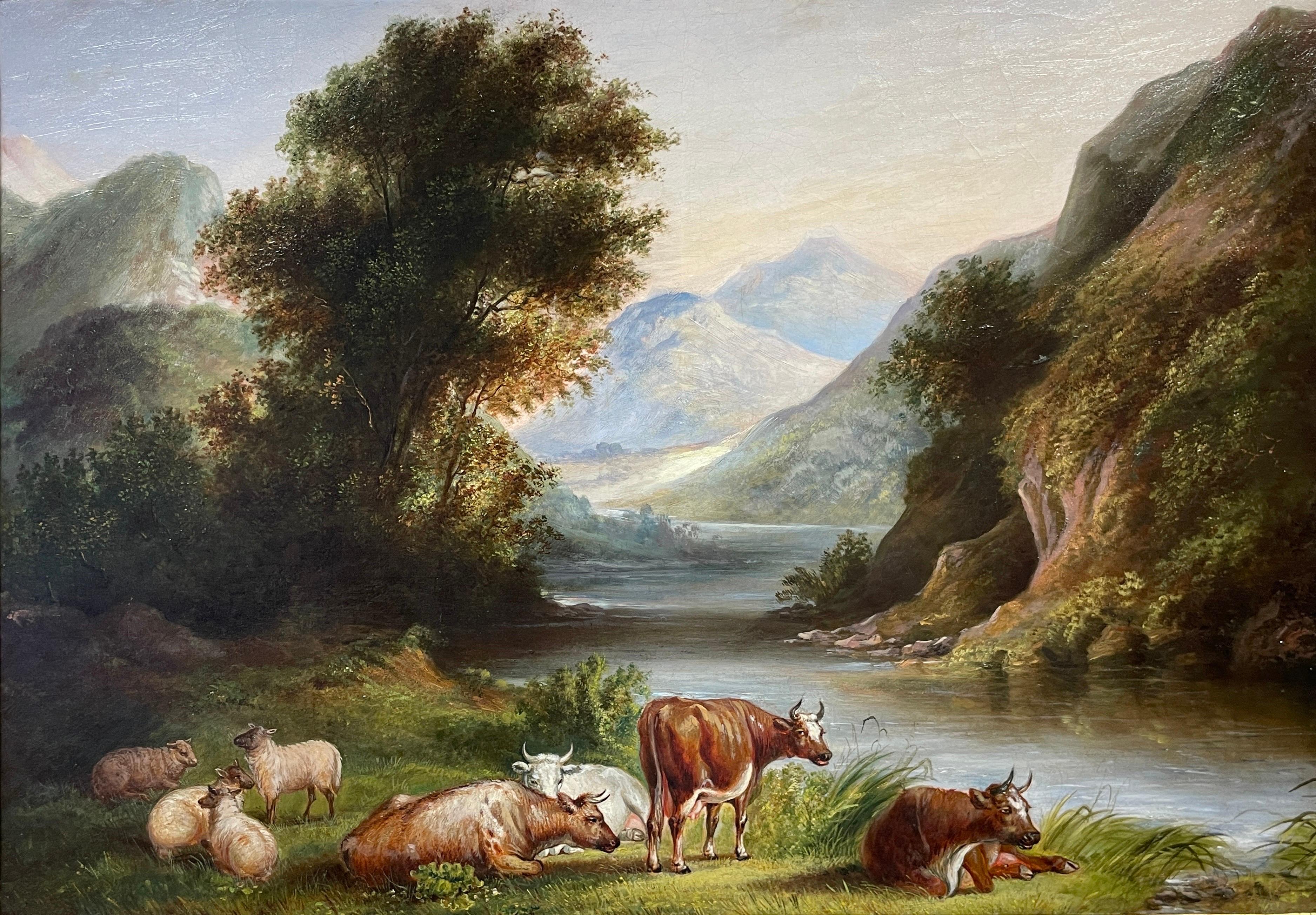 Tranquil Pastures
Scottish School, 19th century
oil painting on canvas, framed
canvas: 27 x 37 inches
framed: 36 x 47 inches
condition: fully restored, ready to hang
provenance: private collection, UK

A very fine and impressive 'country house' oil