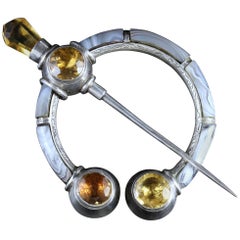 Antique Victorian Scottish Penannular Silver Brooch, circa 1860
