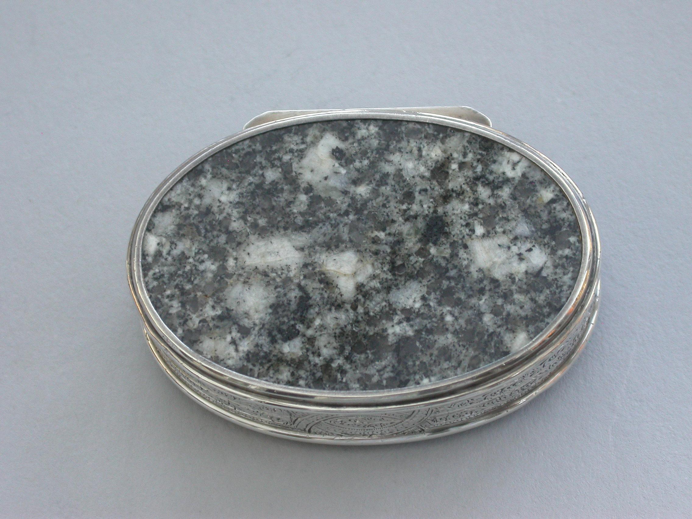 Victorian Scottish Provincial Silver Mounted Granite Vinaigrette, circa 1860 For Sale 2