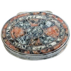 Victorian Scottish Provincial Silver Mounted Granite Vinaigrette, circa 1860