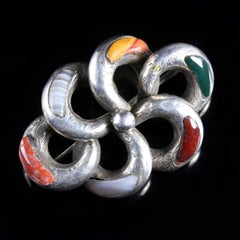 Victorian Scottish Silver Agate Brooch, circa 1860