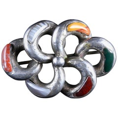 Victorian Scottish Silver Agate Brooch, circa 1860