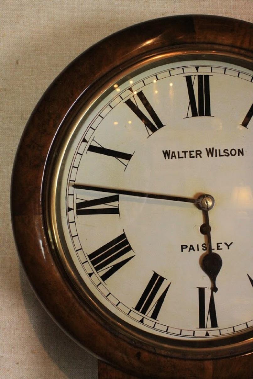 Victorian Scottish Station Wall Clock In Excellent Condition In Woodbury, CT