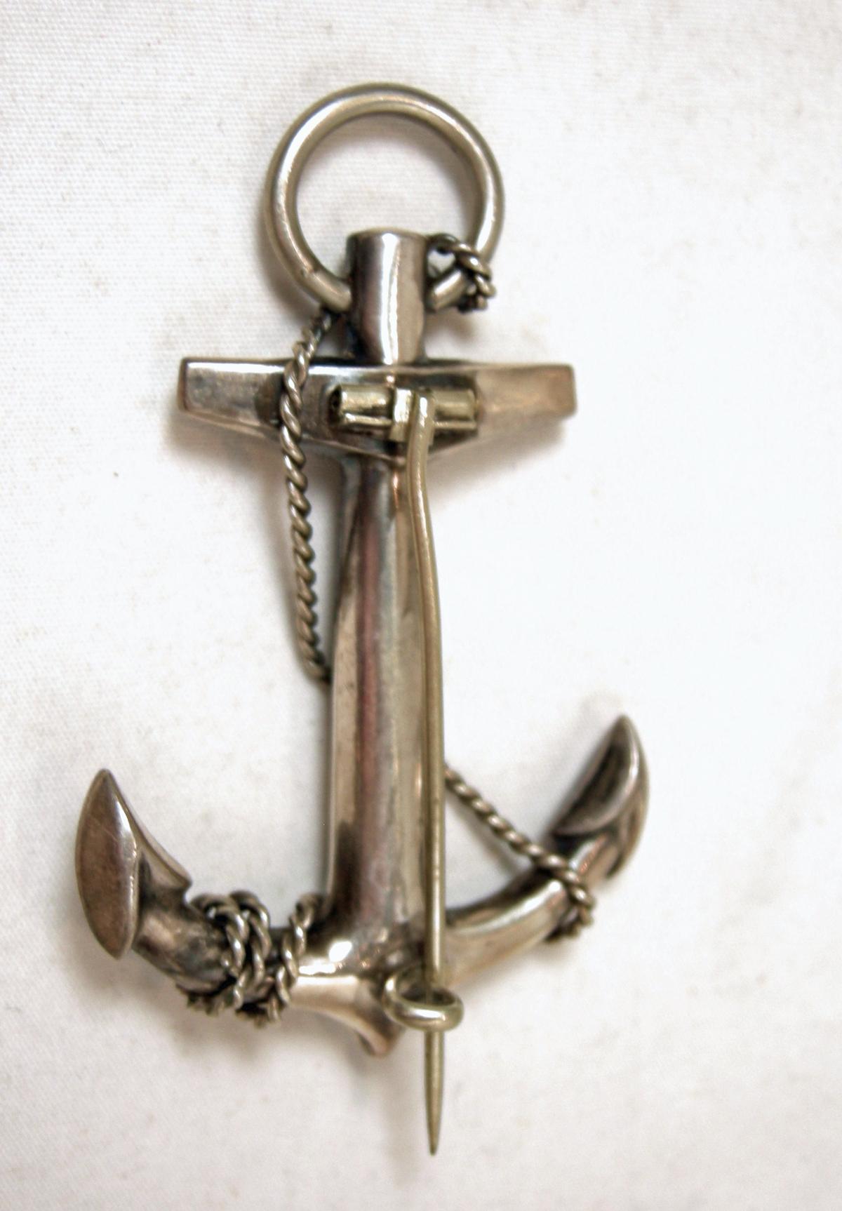 antique silver anchor brooches