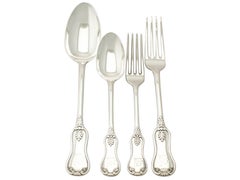 Antique Victorian Scottish Sterling Silver Canteen of Cutlery for 12 Persons