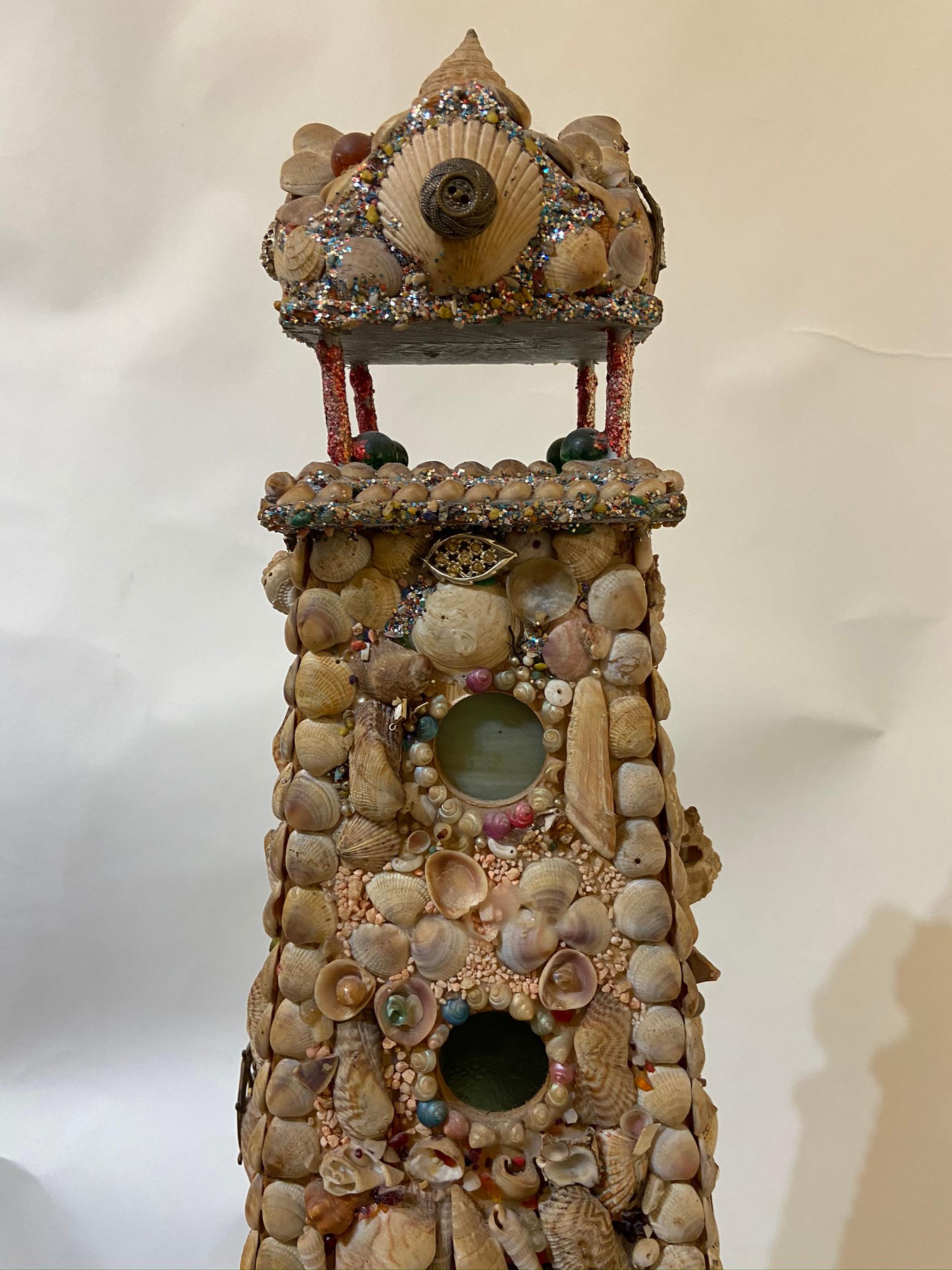 Folk Art Victorian Seashell Art Lighthouse Night Light