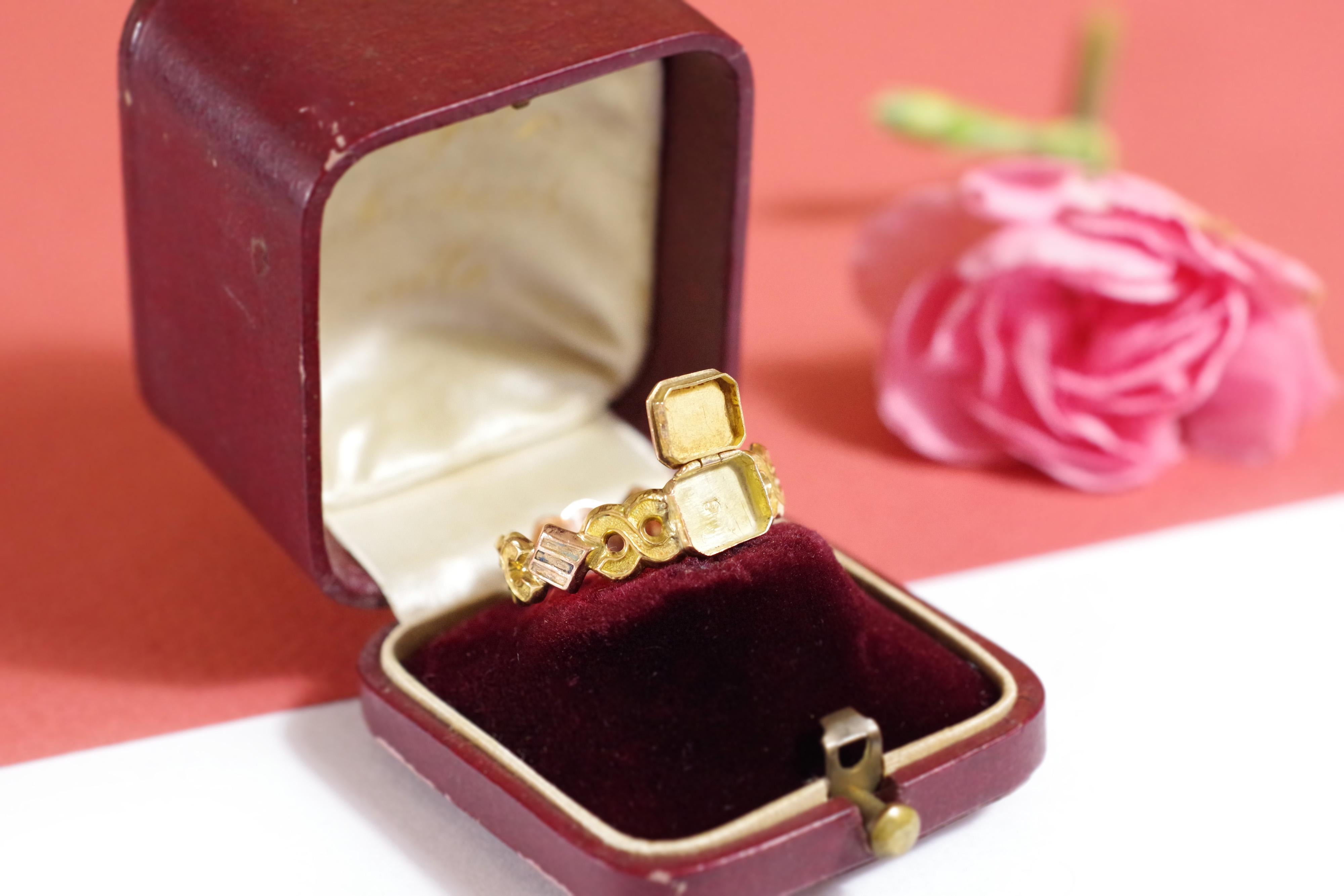 Victorian Secret Poison Gold Ring in 14k and 18k Gold, Secret Compartment Ring 1