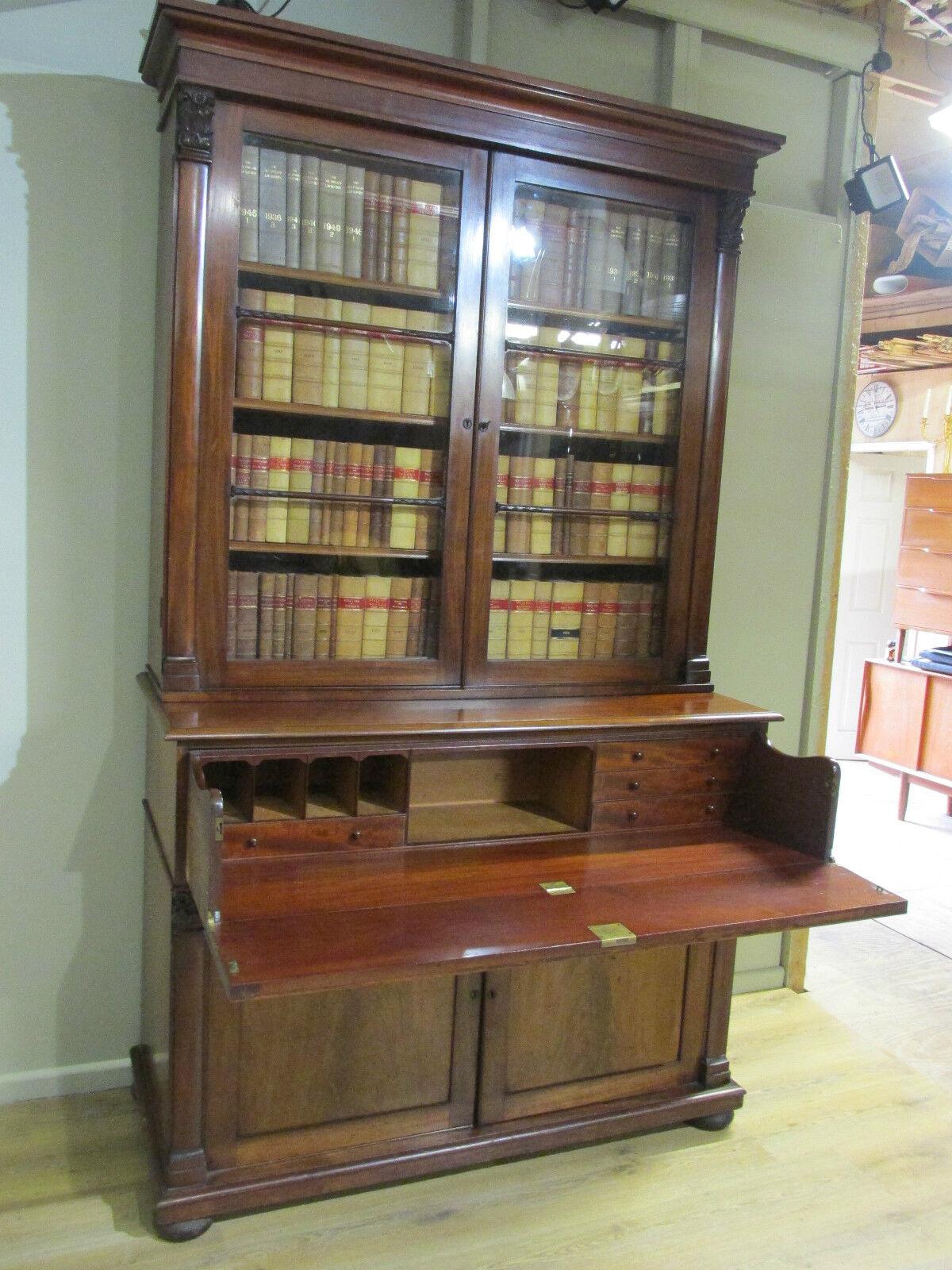 Victorian Secretaire Bookcase Mahogany 1840 Desk For Sale 8