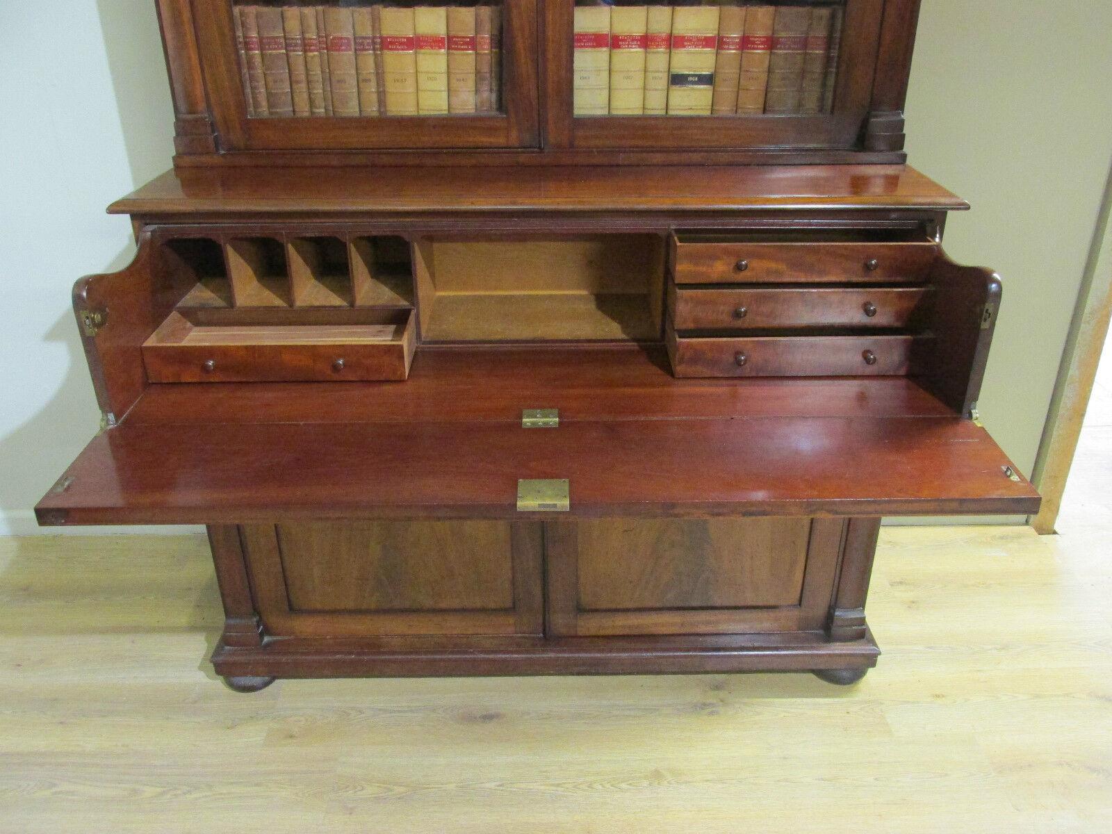 Victorian Secretaire Bookcase Mahogany 1840 Desk For Sale 9