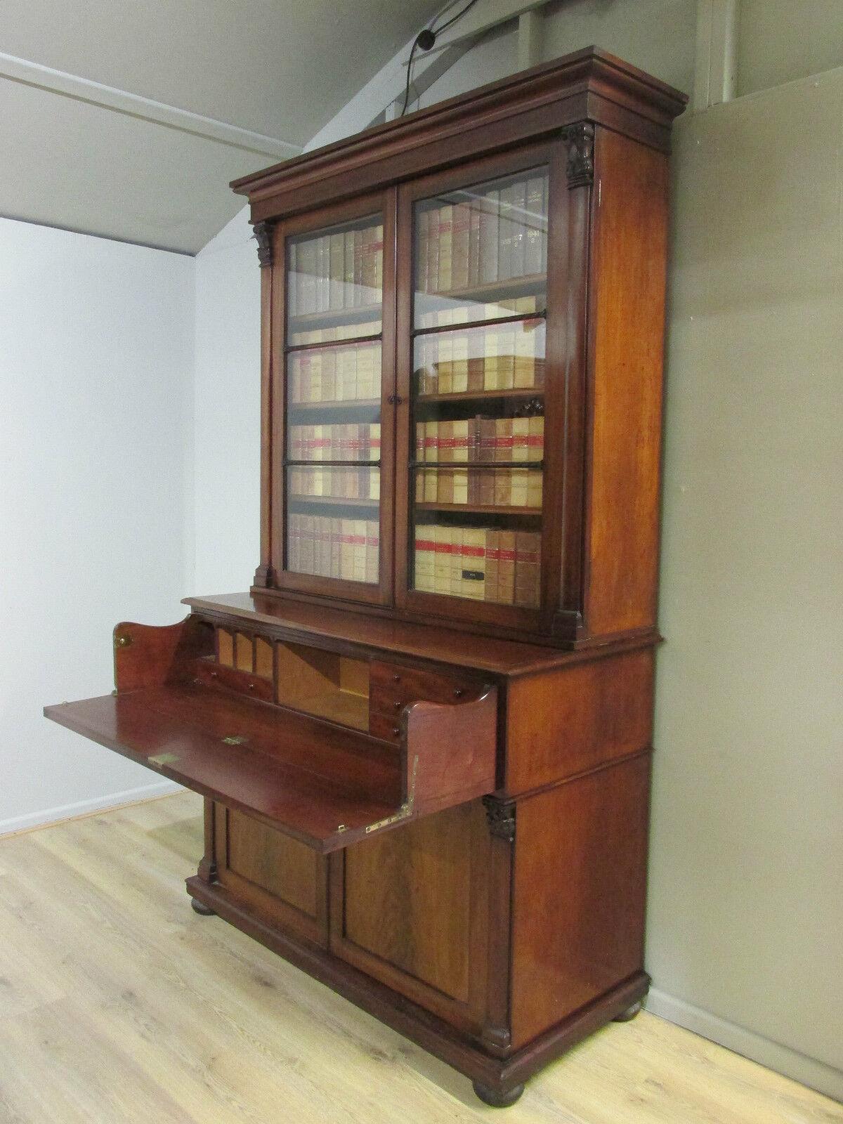 Victorian Secretaire Bookcase Mahogany 1840 Desk For Sale 10