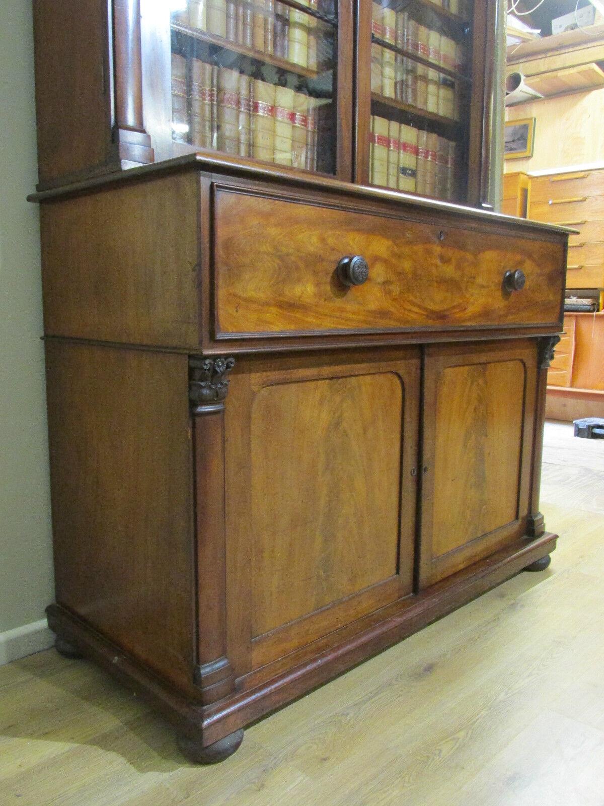 Victorian Secretaire Bookcase Mahogany 1840 Desk For Sale 1