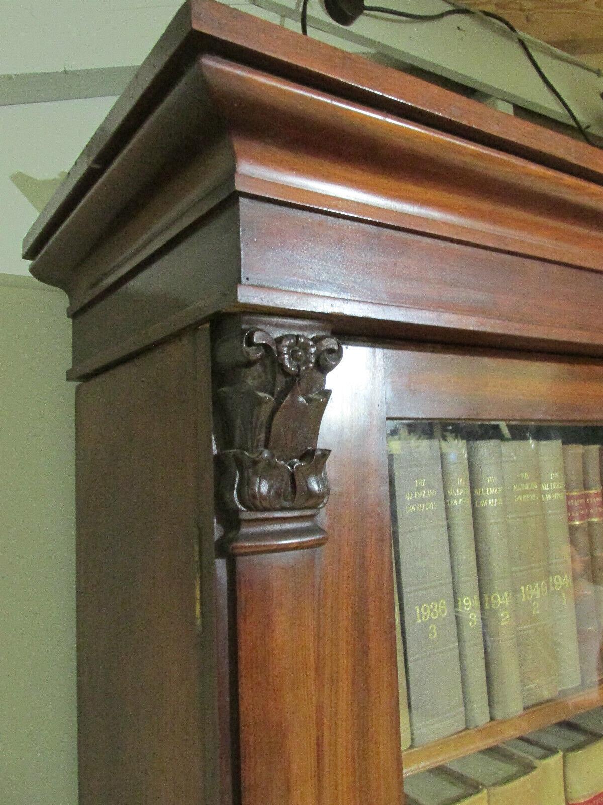Victorian Secretaire Bookcase Mahogany 1840 Desk For Sale 2